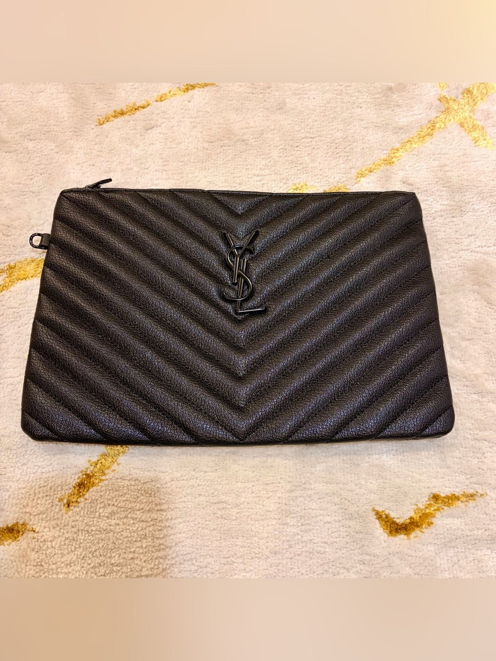 Black Quilted Designer-Inspired Envelope Clutch